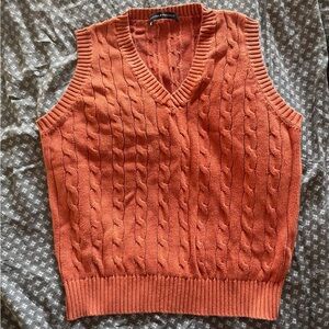 Brandy Melville Cable Knit V-Neck Sweater Vest - Rust
